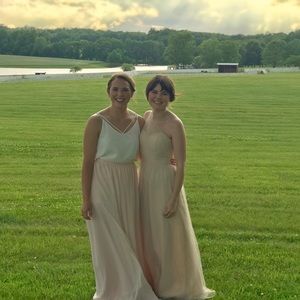 Revelry bella champagne one shoulder tulle dress